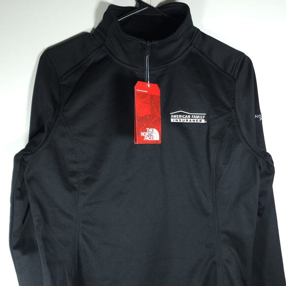 The North Face Women's NWT Tech Sz M Black Logo 1/4 Zip Outdoor Fleece Pullover - Picture 2 of 11
